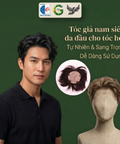 Tóc giả nam Xoăn cho tóc hói làm từ sợi chuối