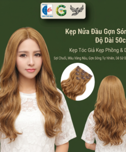 Tóc giả nữ kẹp nửa đầu 50cm làm bằng sợi chuối