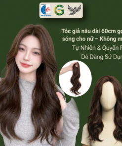 Tóc giả nâu dài 60cm gợn sóng cho nữ – Không mái, dài đầy đủ
