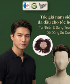 Tóc giả nam siêu da đầu cho tóc hói làm từ Sợi chuối